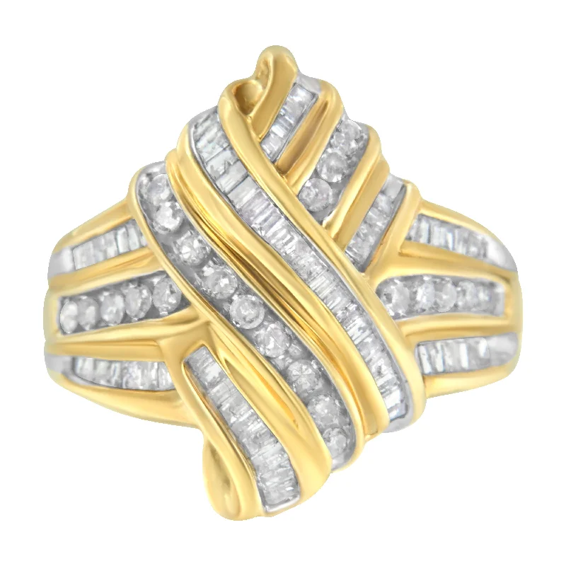 platinum engagement rings with halo designs-10K Yellow Gold Diamond Bypass Ring