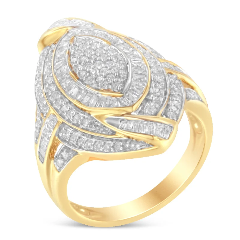 sapphire rings with diamond settings for women-10K Yellow Gold Diamond Cocktail Ring