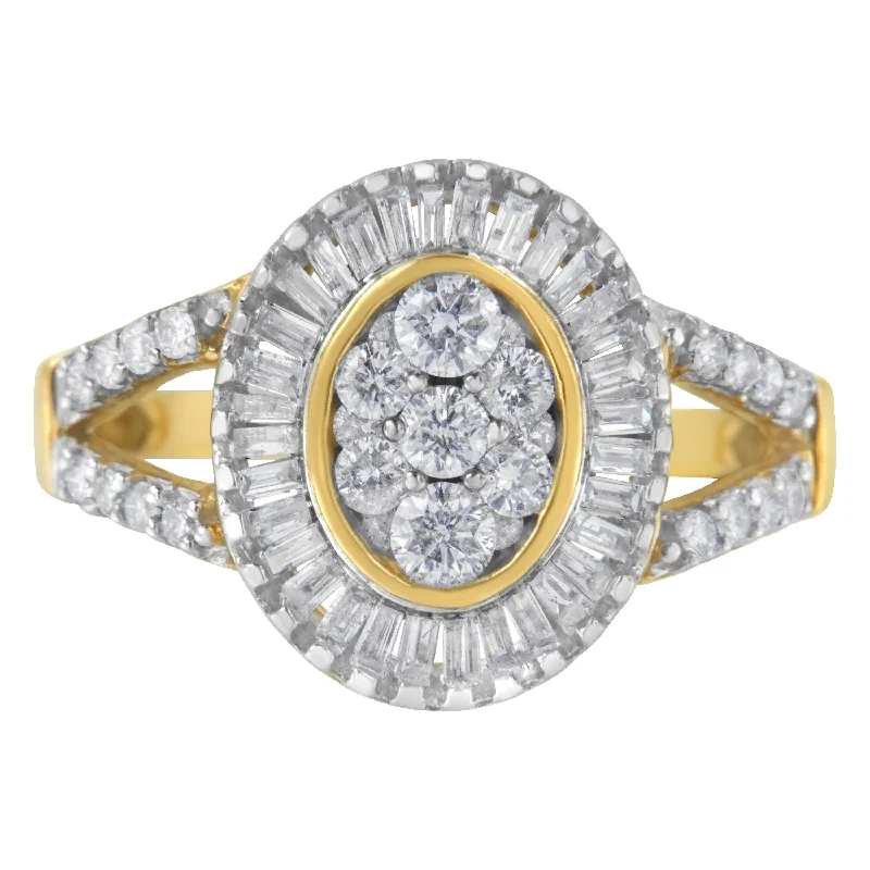 women’s engagement rings with emerald center stones-10kt Yellow Gold Diamond Cocktail Ring