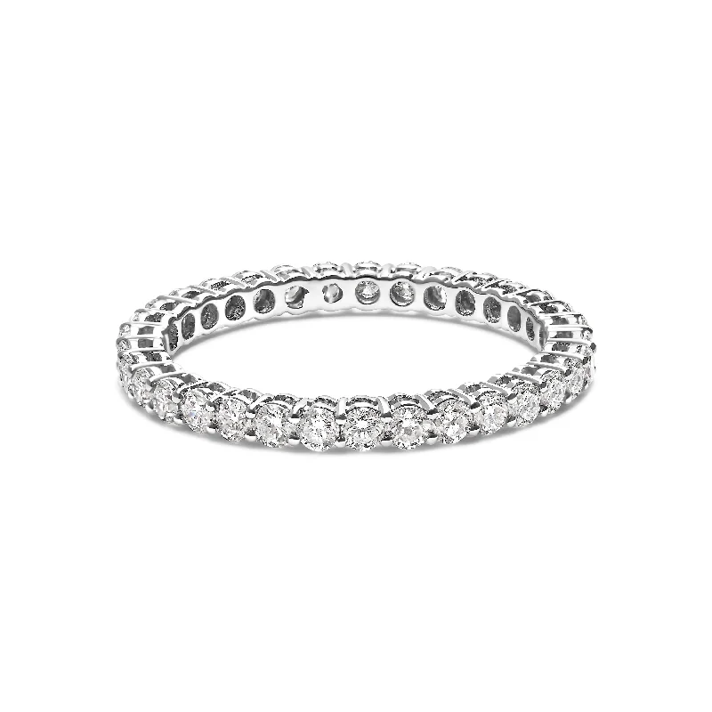 men’s engagement rings with black diamonds-14K White Gold 1.00 Cttw Lab-Grown Diamond Shared Prong Set Eternity Band Ring