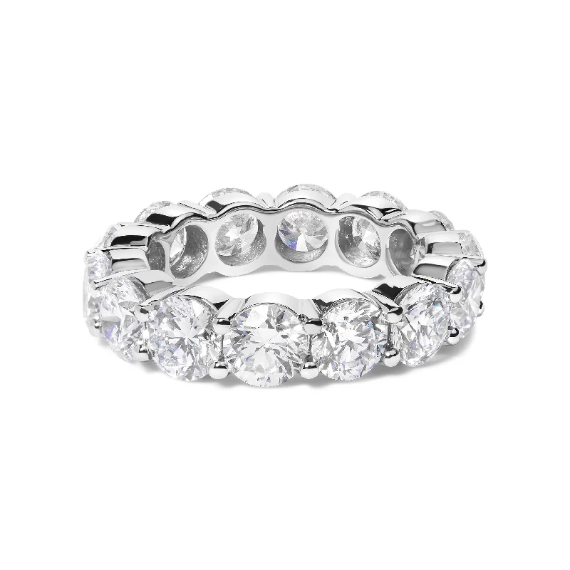 diamond wedding rings with halo settings for women-14K White Gold 7.0 Cttw Round Lab-Grown Diamond Eternity Band Ring