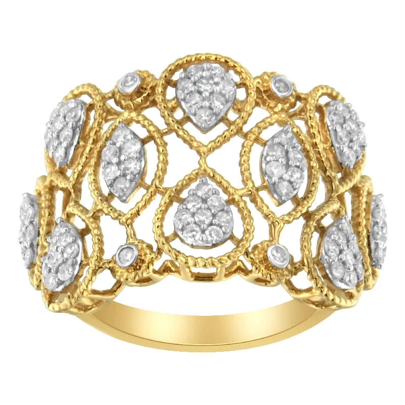 women’s wedding rings with round diamonds and sapphires-14K Yellow Gold Diamond Art Deco Ring