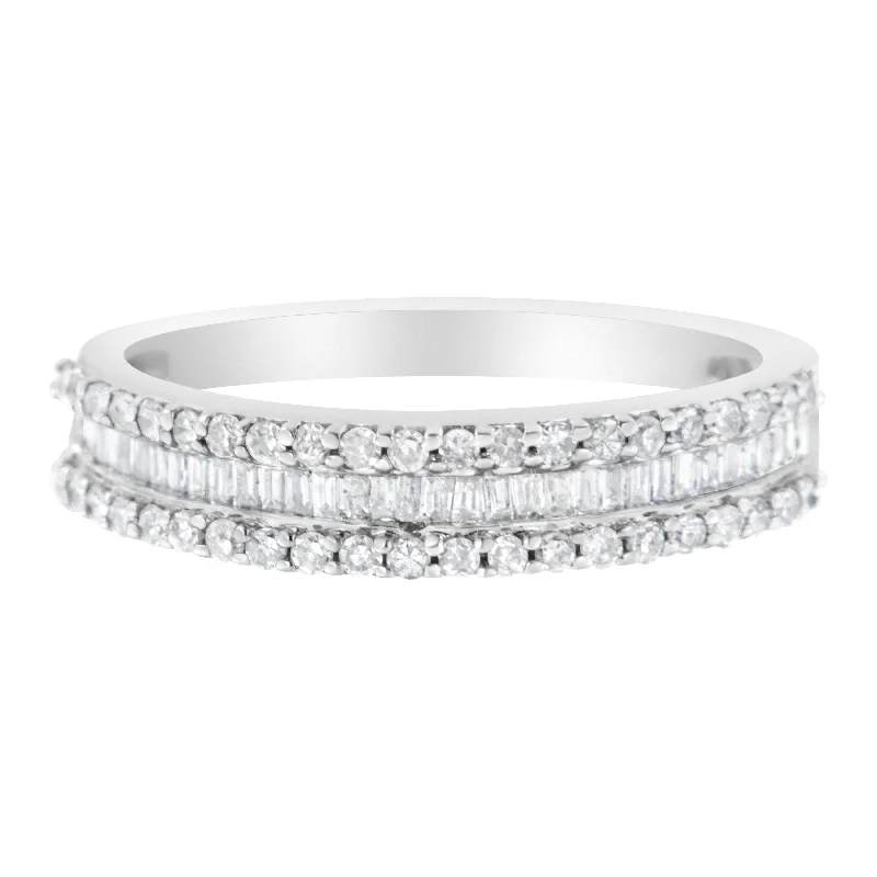 engagement rings with emerald-cut diamonds-14KT White Gold 1/2 Cttw Diamond Modern Band Ring