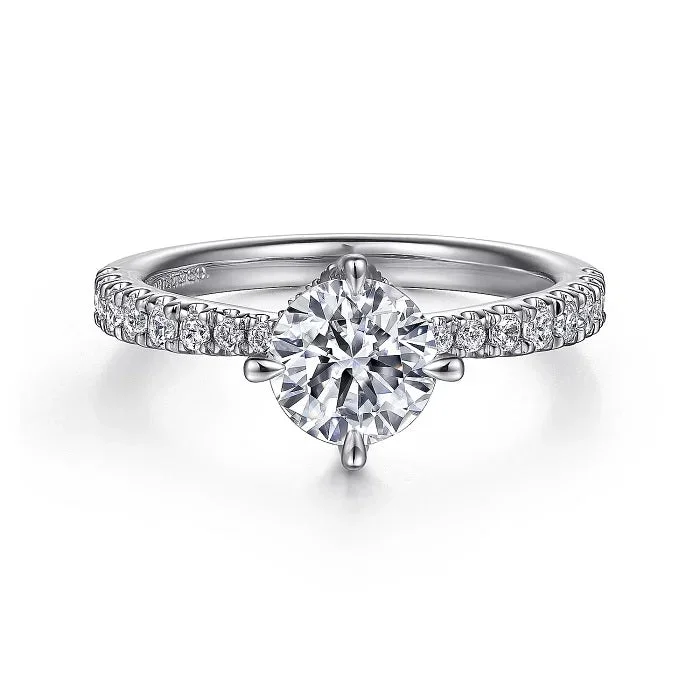 engagement rings with multi-stone settings for men-14K White Gold Semi Mount Engagement Ring