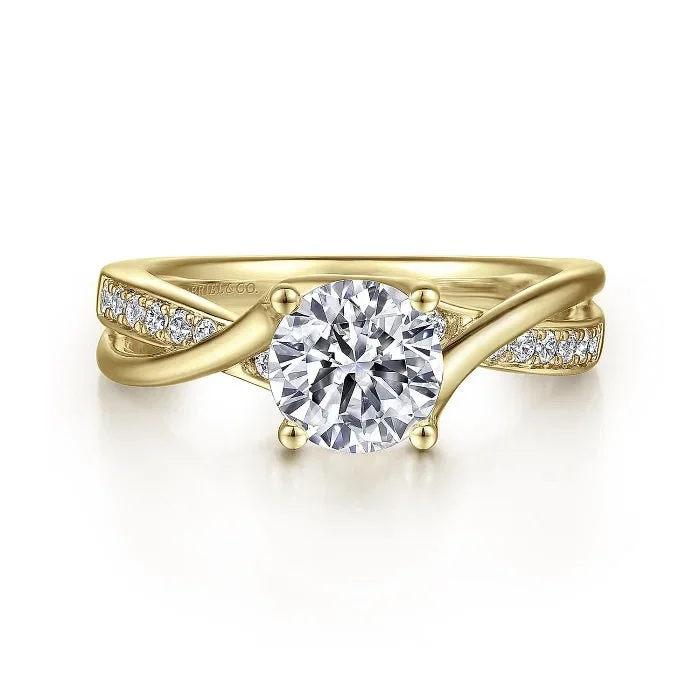 men’s diamond rings with intricate designs-Aleesa - 14K Yellow Gold Round Diamond Twisted Engagement Ring