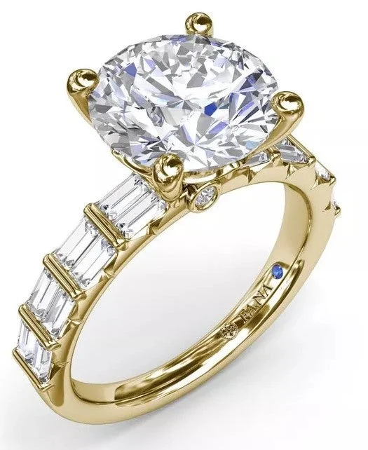 engagement rings with emerald-cut diamonds-Baguette Diamond Engagement Ring