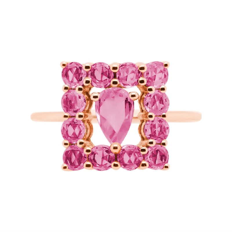 two-tone diamond wedding bands-Becca Ring Rose Gold Pink Sapphire