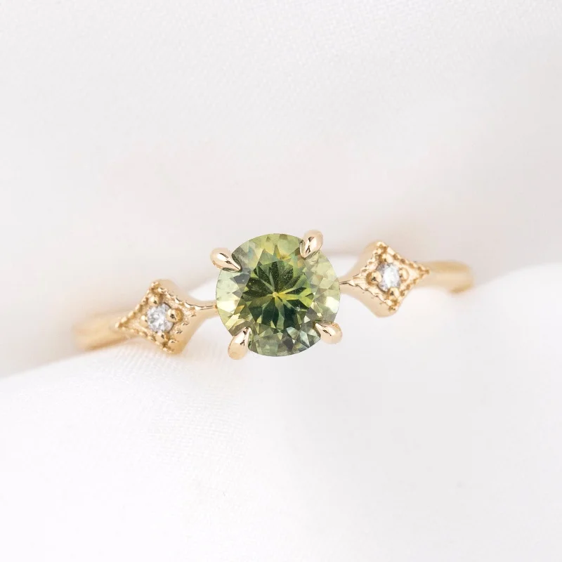 men’s vintage engagement rings with diamonds-Charlene Ring 1.11ct Parti Green Yellow Montana Sapphire, 14k Yellow Gold (One of a kind)