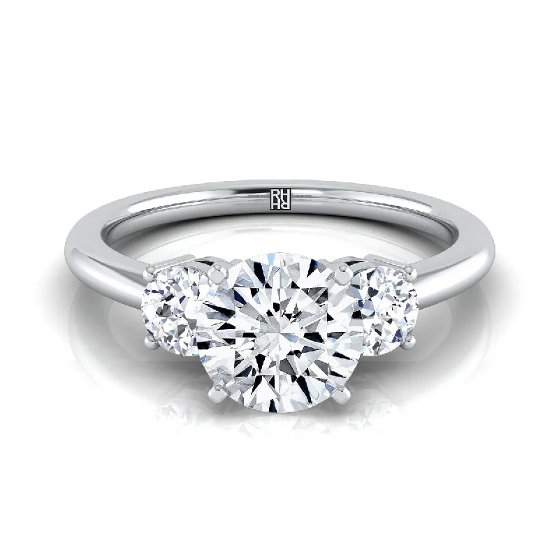 wedding rings with pear-shaped diamonds-Platinum Round Brilliant Diamond Perfectly Matched Round Three Stone Diamond Engagement Ring -1/4ctw