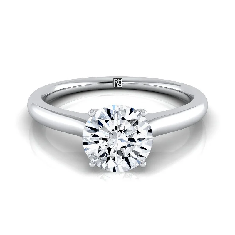 engagement rings with three-stone settings-Platinum Round Brilliant Cathedral Solitaire Surprise Secret Stone Engagement Ring