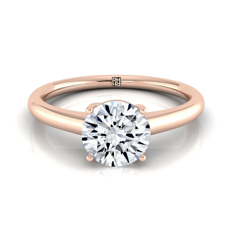 wedding bands for women with intricate designs-14K Rose Gold Round Brilliant Contemporary Comfort Fit Solitaire Engagement Ring