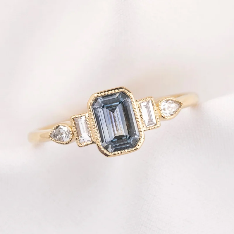 rose gold wedding bands with side stones-Edith Ring 0.71ct Light Blue Montana Sapphire, 14k Yellow Gold (One of a kind)