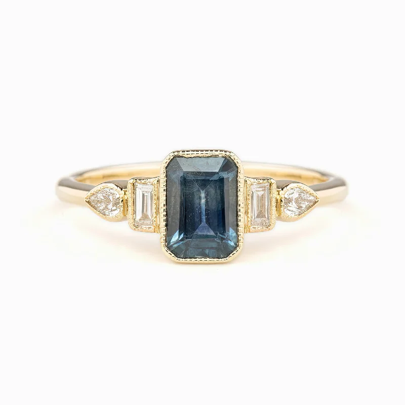 unique women’s engagement rings with sapphires-Edith Ring Blue Montana Sapphire, 14k Yellow Gold (One of a kind)