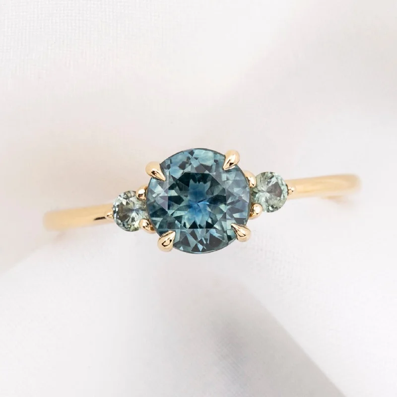 men’s gold wedding rings with black diamonds-Emilie Grand Ring 1.19ct Teal Blue Montana Sapphire, 14k Yellow Gold (One of a kind)