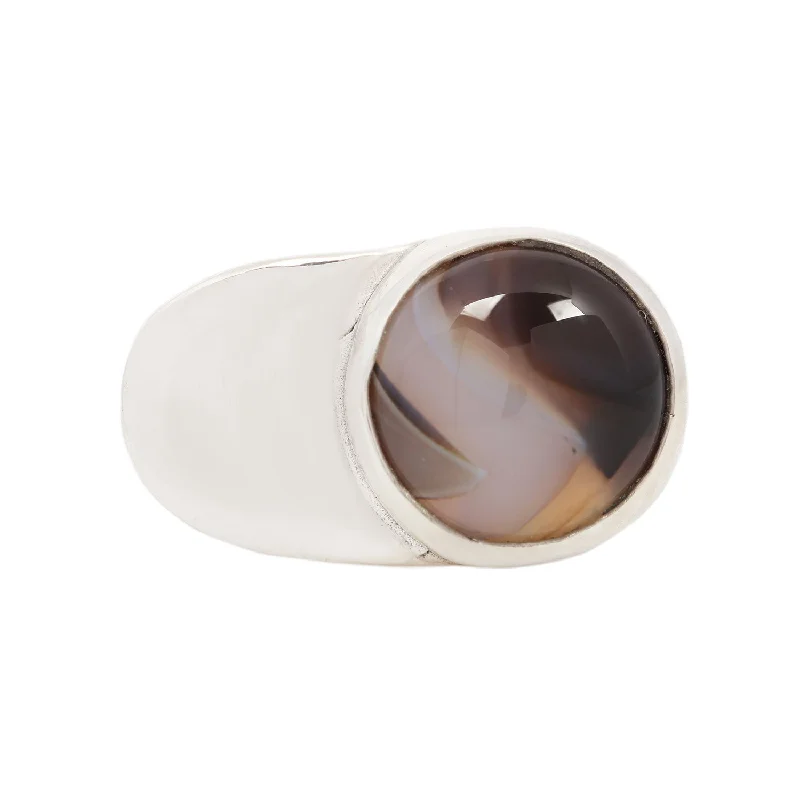 men’s wedding rings with blue diamond accents-ESPOSA RING / MONTANA AGATE / SILVER