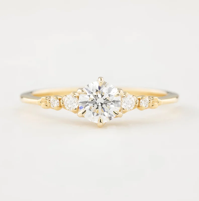 women’s engagement rings with intricate details-Estel Fleur Six Prongs Ring, GIA Certified 0.50ct Excellent Cut Diamond, 14k Yellow Gold (One of a kind)