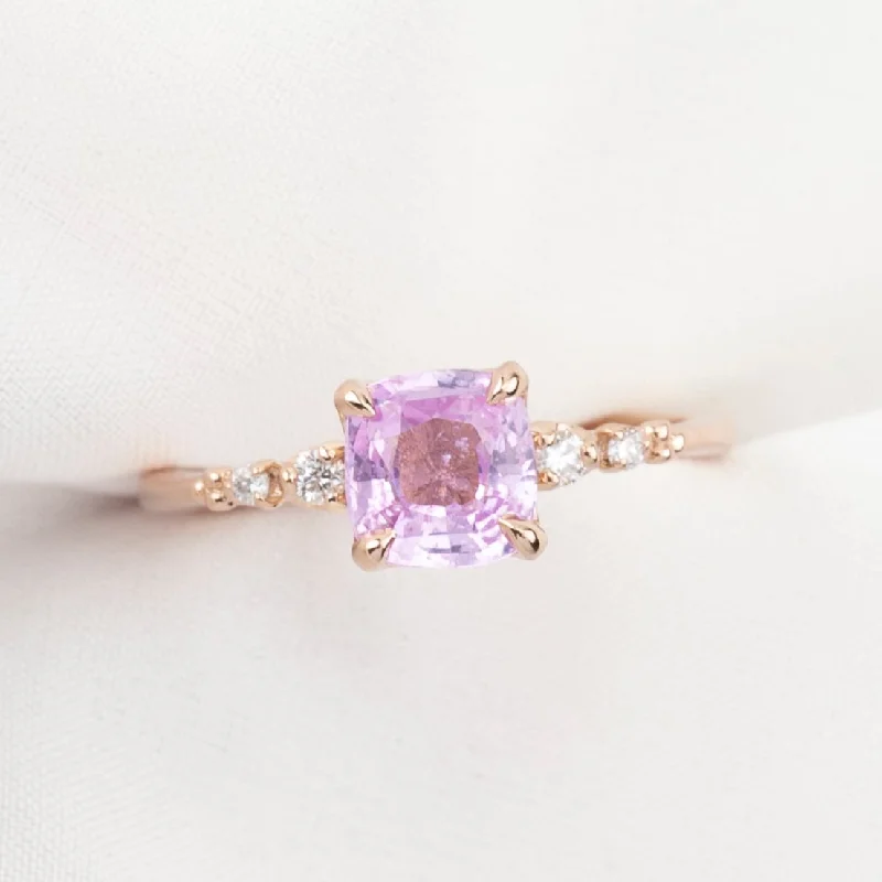 luxury wedding bands with diamonds for men-Estel Fleur Ring 1.29ct Pink Sapphire, 14k Rose Gold (One of a kind)