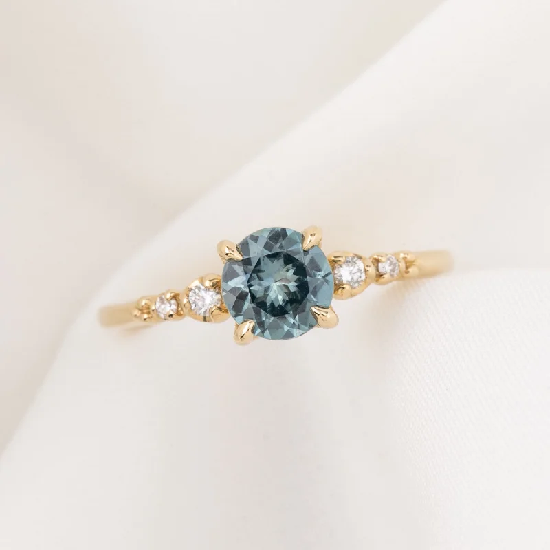 engagement rings with marquise-cut diamonds-Estel Fleur Four Prongs Ring, 1.09ct Light Icy Blue Montana Sapphire, 14K Yellow Gold (One of a kind)