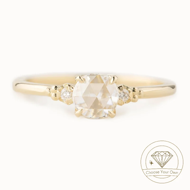 women’s custom-designed wedding bands-Estel Ring, Round Rose Cut Diamond