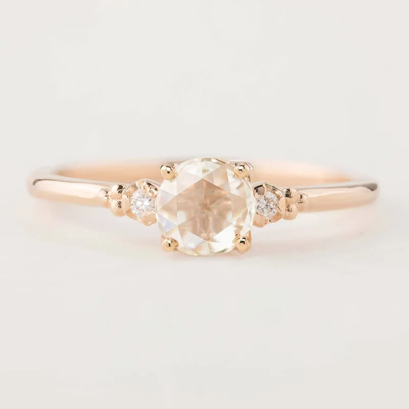 vintage wedding rings with emerald-cut diamonds-Estel Ring, 0.45ct Rose Cut Diamond, 14k Rose Gold (One of a kind)