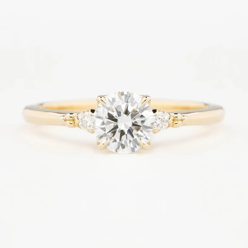 engagement rings with square diamond settings-Estel Ring 0.80ct Round Lab Diamond, 14K Yellow Gold, GCAL Certified (One of a kind)