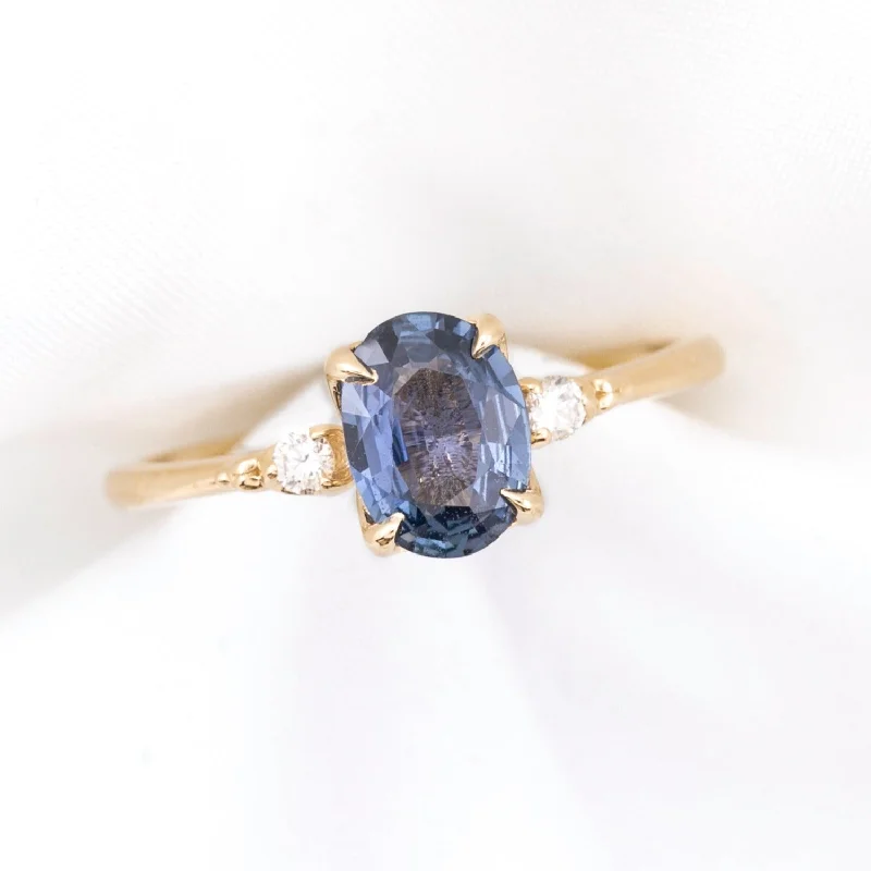 engagement rings with blue sapphire diamonds-Estel Ring 1.06ct Blue Srilanka Sapphire, 14k Yellow Gold (One of a kind)