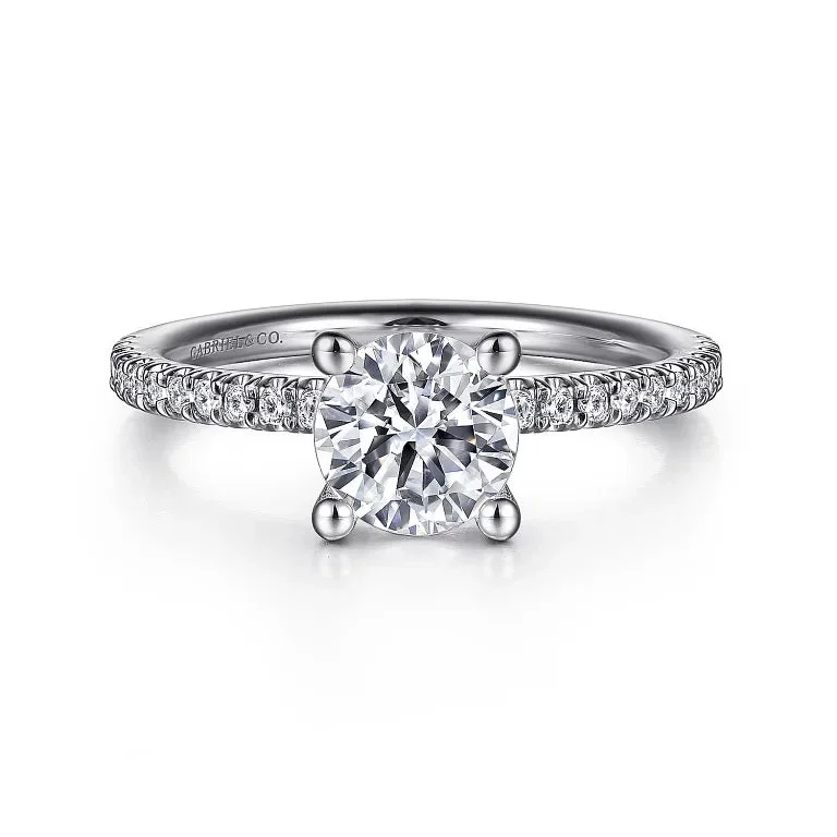 wedding bands for women with intricate designs-Evelyn - 14K White Gold Round Diamond Engagement Ring