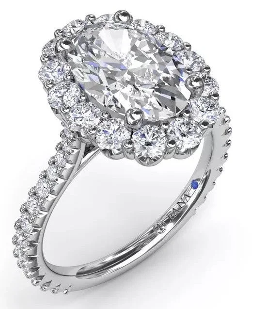 platinum wedding bands with round diamonds-Floral Halo Diamond Engagement Ring