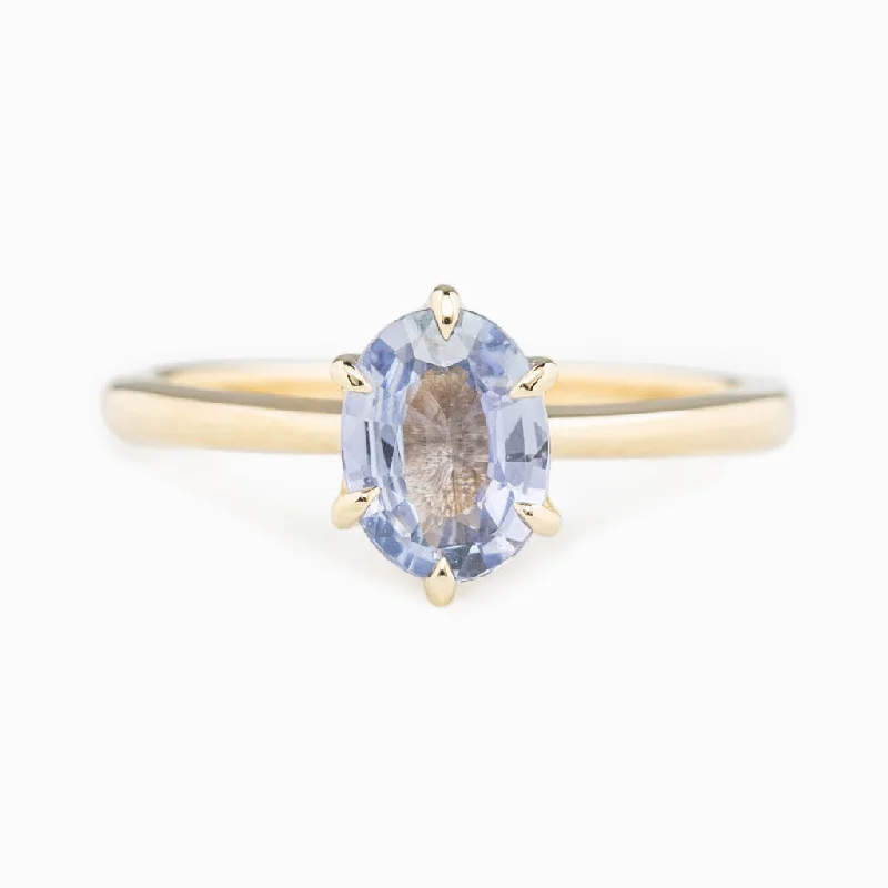 platinum engagement rings with halo designs-Floryn Ring 1.22ct Light Blue Unheated Sapphire, 14K Yellow Gold (One of a kind)