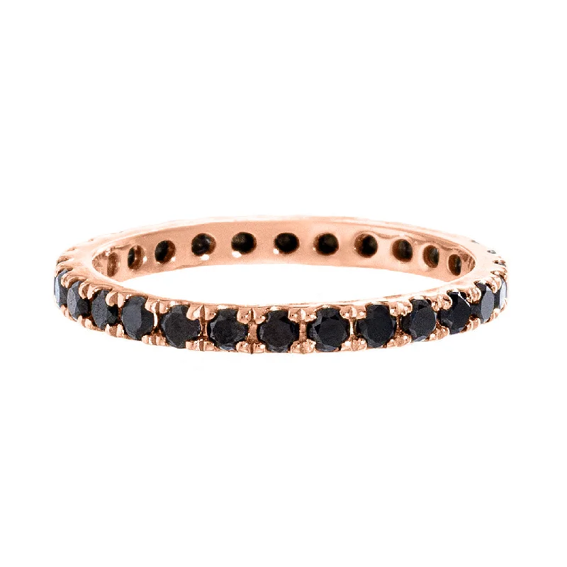 engagement rings for men with large diamonds-Josephine Band Rose Gold Black Diamond 2mm