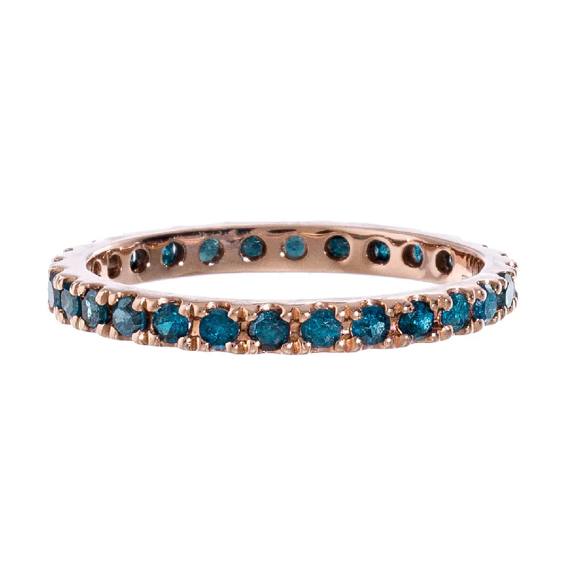 women’s engagement rings with rose gold bands-Josephine Band Rose Gold Blue Diamonds 2mm