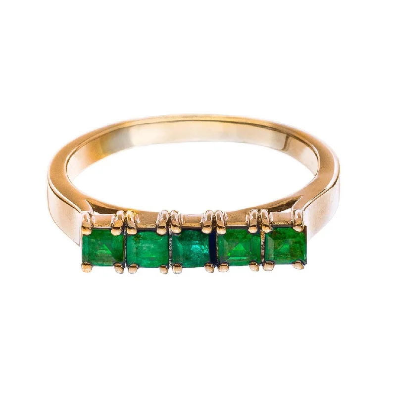 men’s wedding rings with emerald accents-Josie Ring Rose Gold Emerald