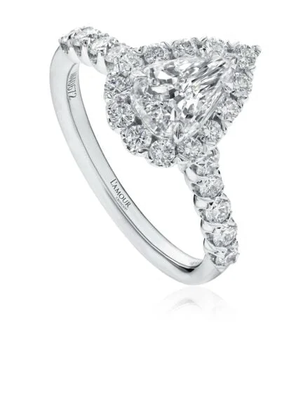 personalized wedding rings with names engraved-L’Amour Crisscut® Pear Shape Diamond Engagement Ring