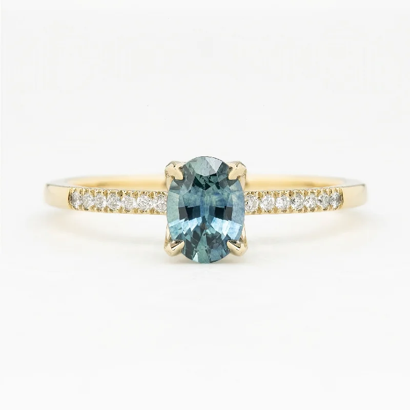 unique women’s wedding rings with diamonds-Maria Ring 0.82ct Blue Montana Sapphire 14k Yellow Gold (One of a kind)