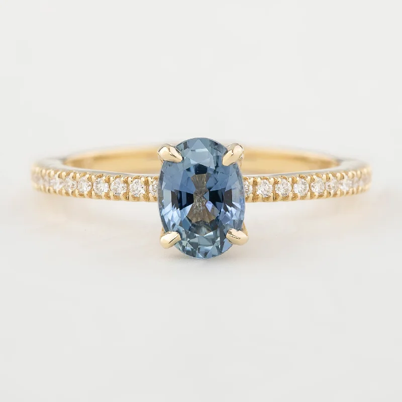 rose gold engagement rings with diamond accents-Maria Ring - 1.17ct Light Blue Montana Sapphire (One of a kind)