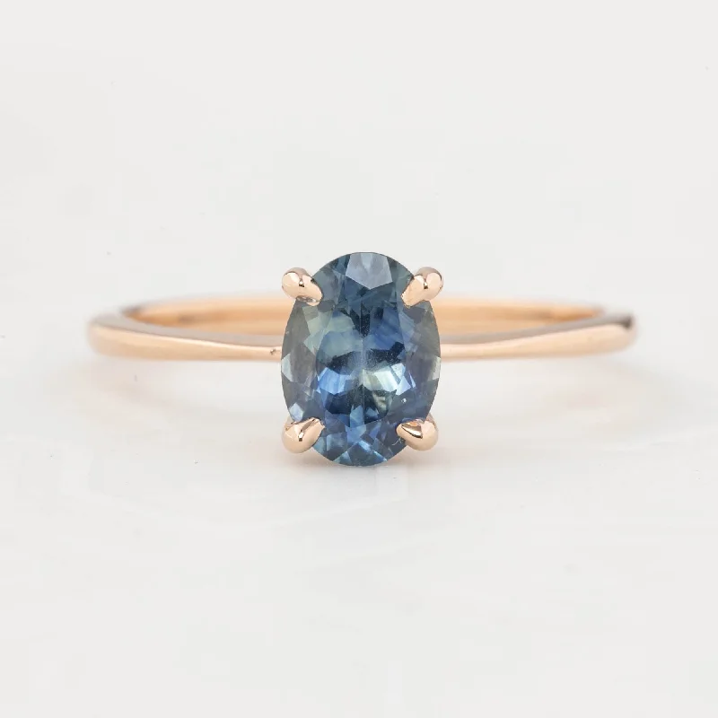 engagement rings with custom-cut gemstones-Nina Ring 1.30ct Blue Montana Sapphire, 14k Rose Gold (One of a kind)