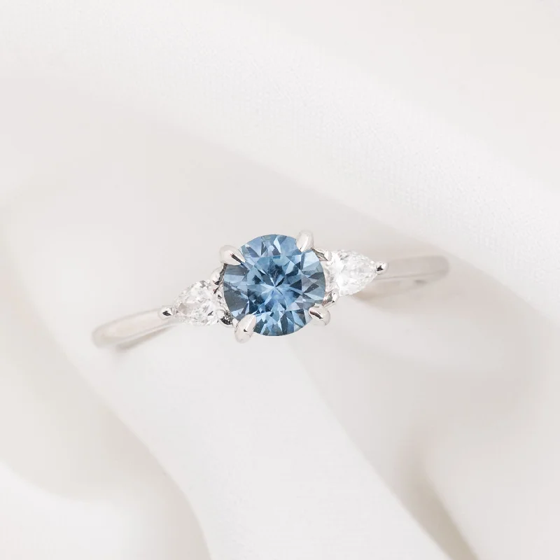 promise rings with diamond accents-Olivia Ring 0.90ct Blue Montana Sapphire, 14k white gold (One of a kind)