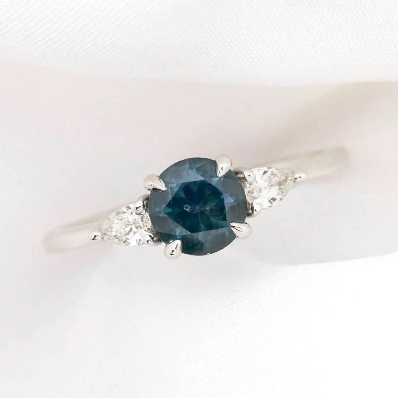 men’s diamond rings with intricate designs-Olivia Ring 1.01ct Blue Montana Sapphire, 14k White Gold (One of a kind)