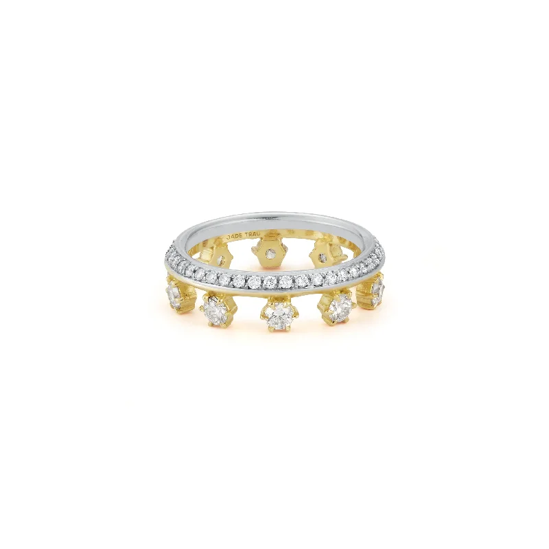 engagement rings with double bands for women-Hanging Two-Tone Kismet Band