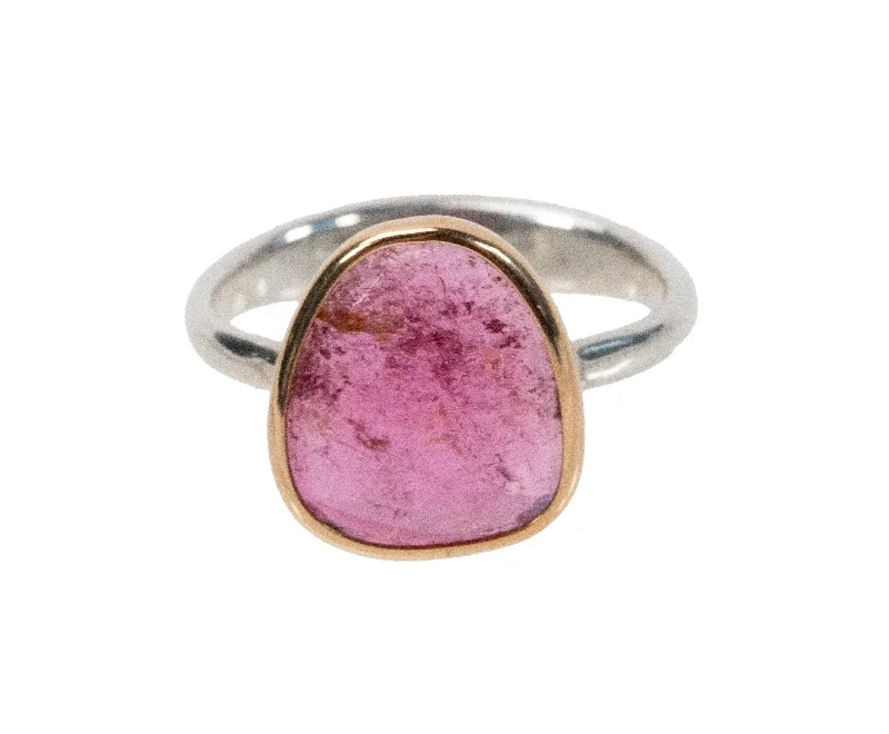 custom rings with birthstones for engagement-Pink Tourmaline Maggie Stone Ring