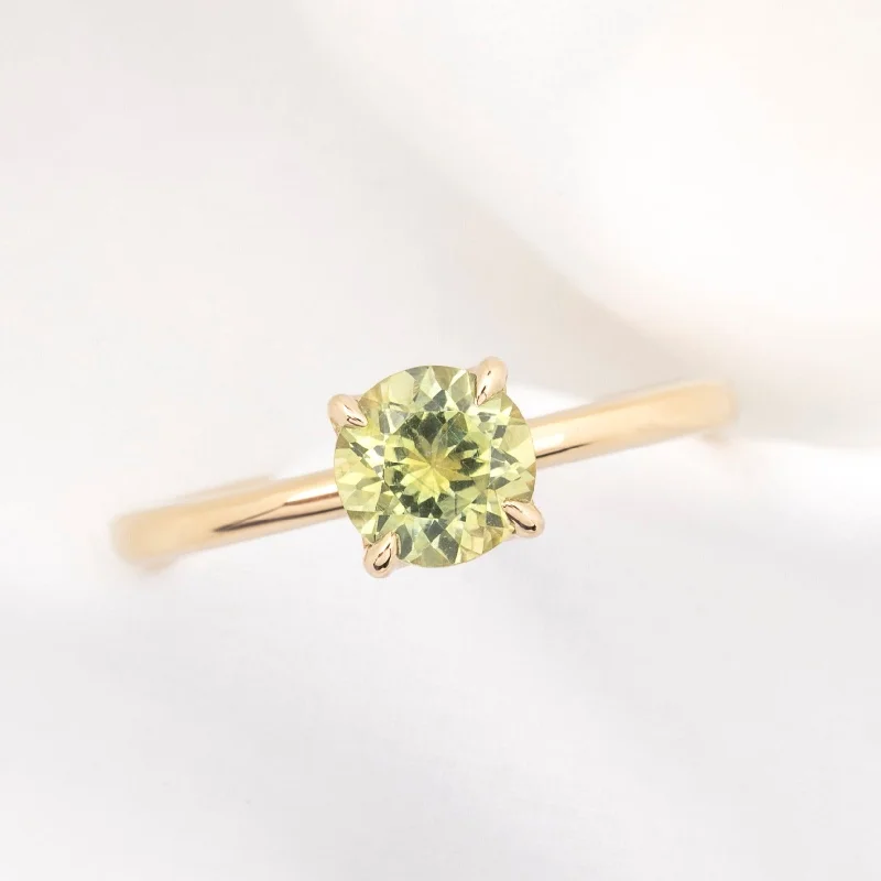 women’s diamond rings with round-cut stones-Sara Ring 1.17ct Yellow Green Montana Sapphire, 14k Yellow Gold (One of a kind)