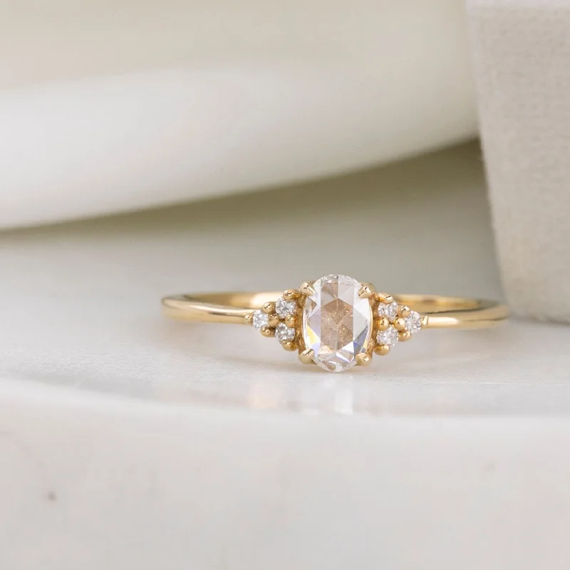 women’s wedding rings with rose gold settings-Teresa Ring, 0.45ct Rose Cut Diamond, 14k Yellow Gold (One of a kind)