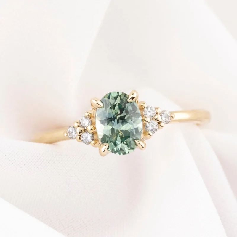 luxury diamond engagement rings for men-Teresa Ring 0.93ct Light Blue Green Montana Sapphire, 14k Yellow Gold (One of a kind)