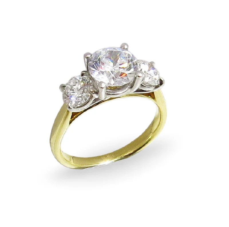 women’s engagement rings with gemstone halos-Three Stone Diamond Engagement Ring