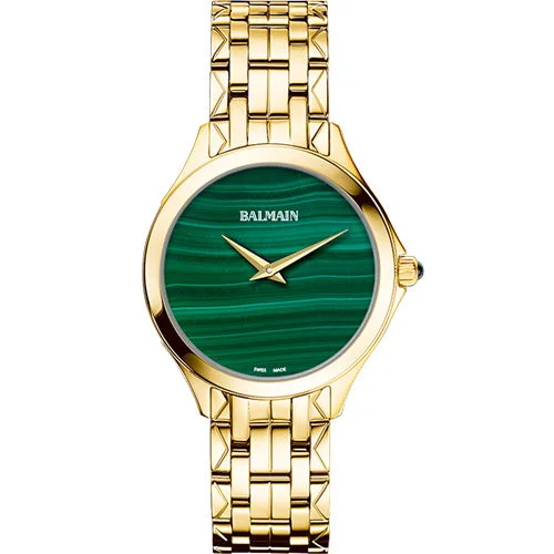 luxury watches with intricate design for collectors-Balmain Flamea II Natural Stones Green Dial Women 34mm