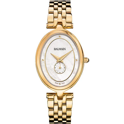 stylish wristwatches for men with adjustable straps-Balmain Haute Elegance Oval White Mother-Of-Pearl Dial Women 32mm