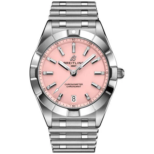 best watches for casual work attire and everyday wear-Breitling Chronomat Pink Dial Women 32mm