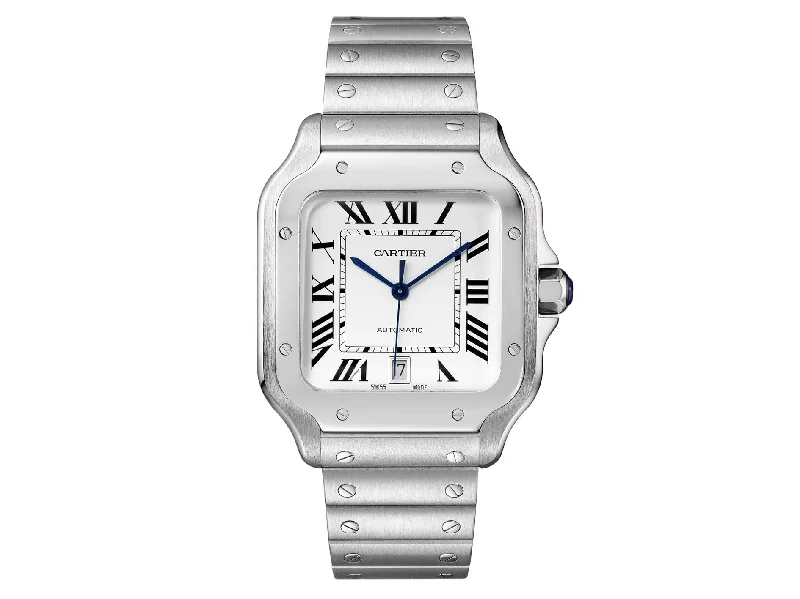 durable outdoor watches with shock resistance-Cartier Santos Large 39.8mm WSSA0018 Steel Roman Silver Dial