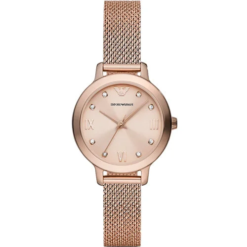 fitness watches for women with calorie counter-Emporio Armani Cleo Rose Gold Dial Women 32mm