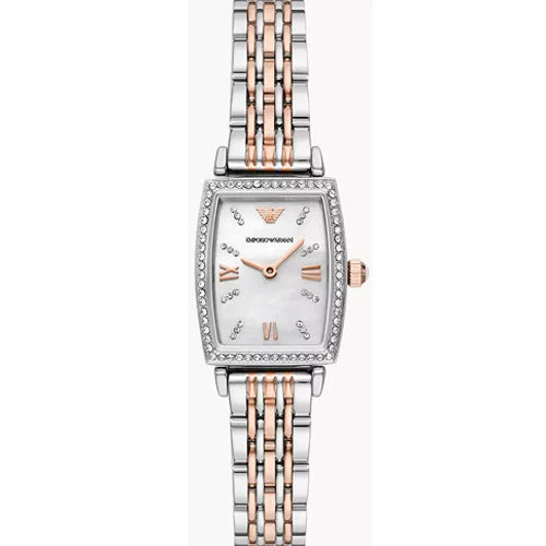 watches for men with interchangeable bezels for versatility-Emporio Armani Gianni T-Bar Mother-Of-Pearl Dial Women 26mm